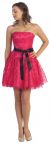 Main image of Strapless Short Prom & Party Dress in Lace with Belt